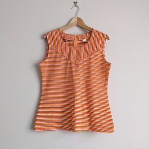 Vintage Panhandle Slim Striped Sleeveless Blouse